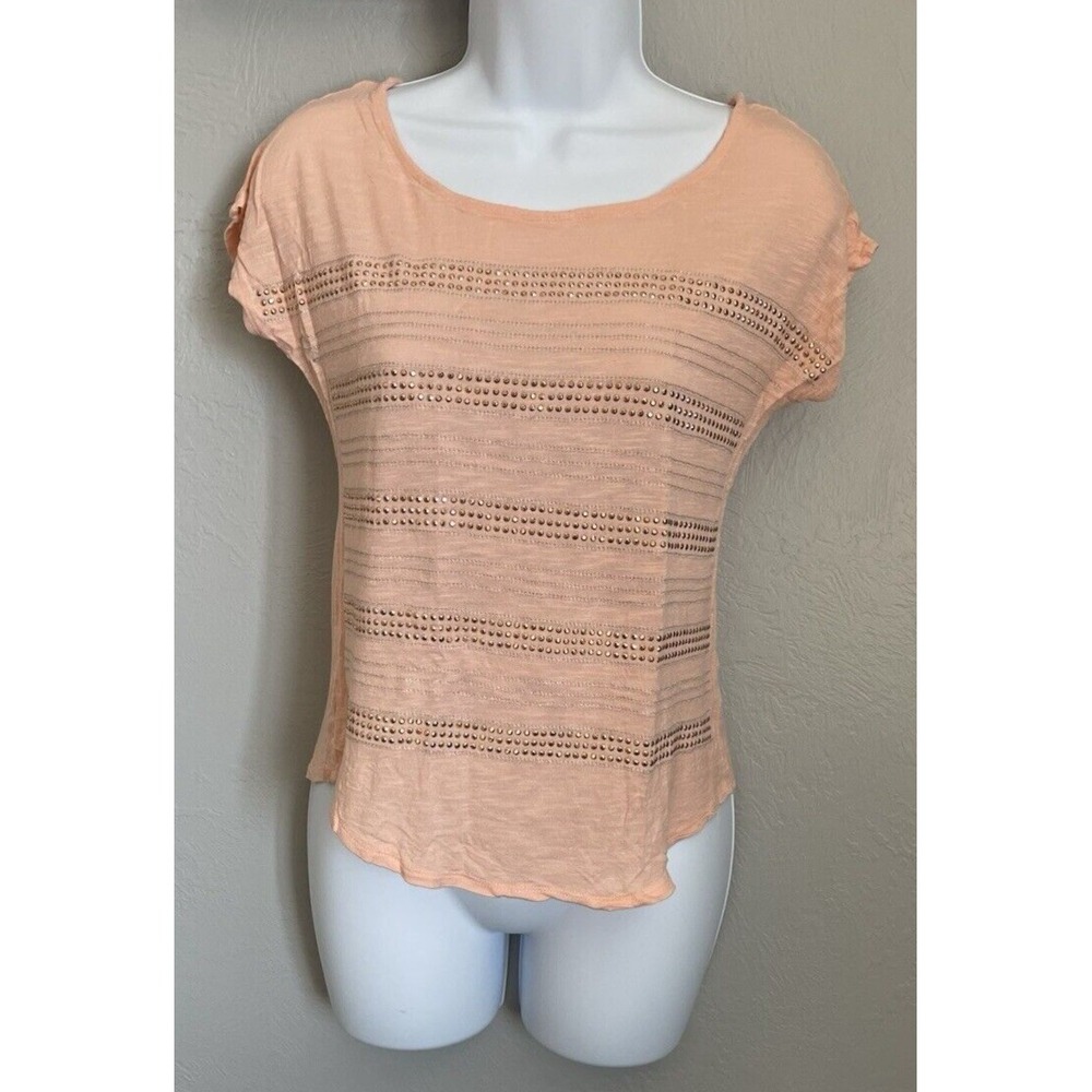 APT.9 Women's Size XS Short Sleeve With Sequins Peach Color Top Shirt Blouse